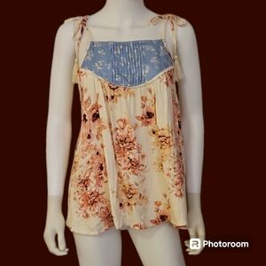 BLUE RAIN Floral Lace Tie Spaghetti Tassel Strap Fairycore Festival Slip Top